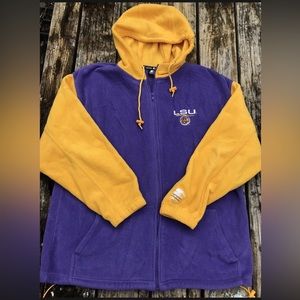 Starter Fleece Full Zip Hoodie LSU Tigers Large Purple And Gold Long Sleeve